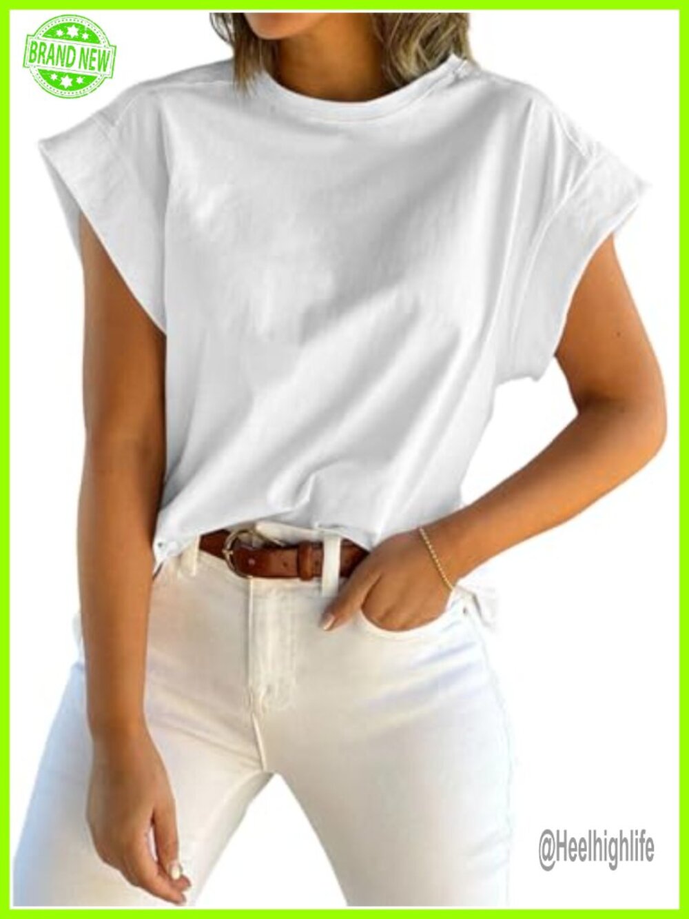 Cap Sleeve Tank Top Crewneck Loose Fit Casual Basic Tee